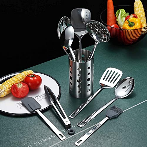 Berglander 13-Piece Stainless Steel Kitchen Utensils Set with Holder - Non-Stick & Heat Resistant