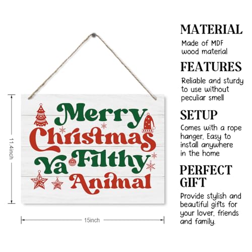 Merry Christmas Wooden Sign 15x11.4 Inches Holiday Wall Decor Rustic Festive Decor