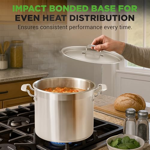NutriChef 20 Quart Heavy-Duty Stainless Steel Stockpot with Lid - Large Capacity for Soups & Stews