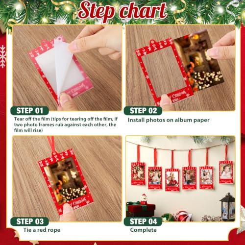 Vercraft 24 Pcs 2x3 in Christmas Photo Frame Ornaments, Style 2 – Includes Red Ribbon