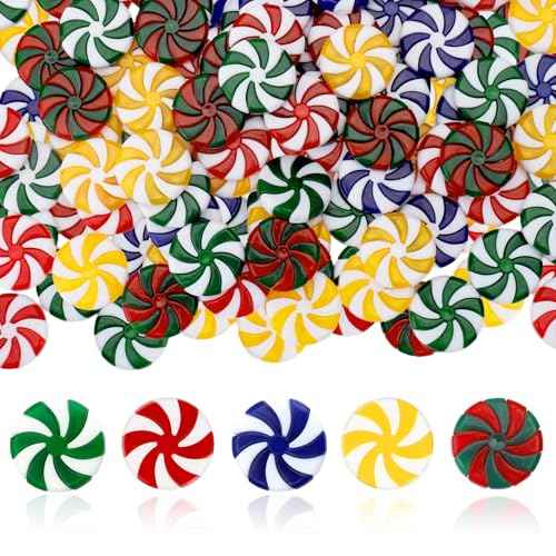 Candy Cane Christmas Decorations, 50 PCS Colorful Plastic Fake Peppermint Candy Cane(1 Inch) Hanging Ornaments for Christmas Tree decoration Xmas Holiday Party Favors Supplies Decor Craft DIY