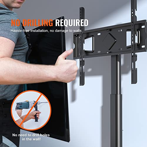 VEVOR Adjustable Swivel Floor TV Stand for 32-65 Inch TVs, Tempered Glass Base