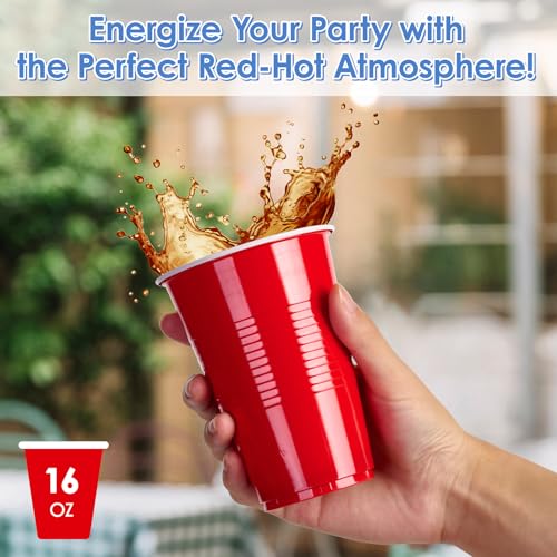 Lilymicky 240 Pack Red Plastic Cups 16 oz Disposable Party Cups - Vibrant & Durable