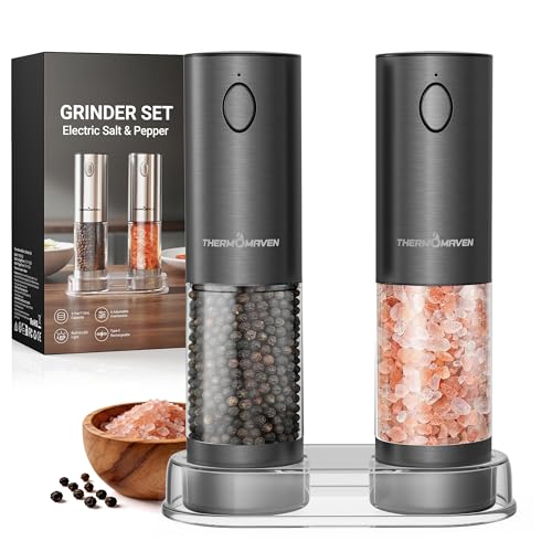 ThermoMaven Electric Salt and Pepper Grinder Set with 110ML Large