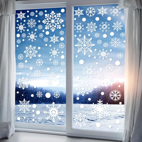 321pcs Christmas Window Decals - 9 Sheets of Snowflakes, Winter & Holiday Designs for Glass Windows