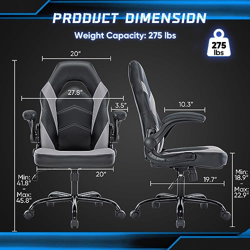 OLIXIS Gaming Chair with Lumbar Support - Black and Grey Ergonomic Office Chair