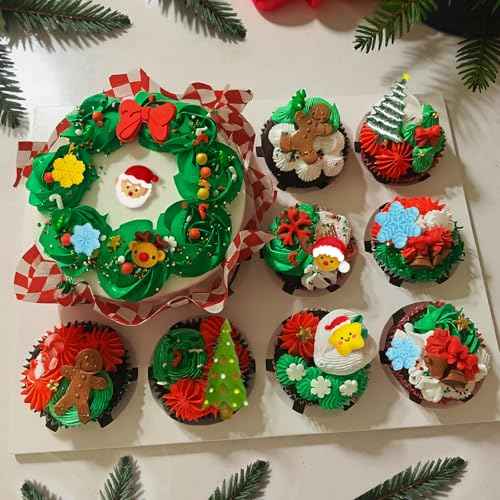 4 Pcs Christmas Silicone Molds 3D Christmas Molds Xmas Tree Santa Gingerbread Man Snowman Reindeer Snowflake Silicone Mold Winter Fondant Molds for DIY Crafts Cupcake Cake Decoration Candy Chocolate