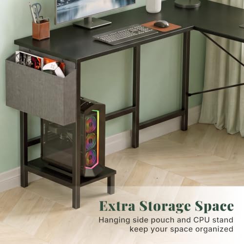 L Shaped Computer Gaming Desk with PC Stand and Reversible Design for Home Office