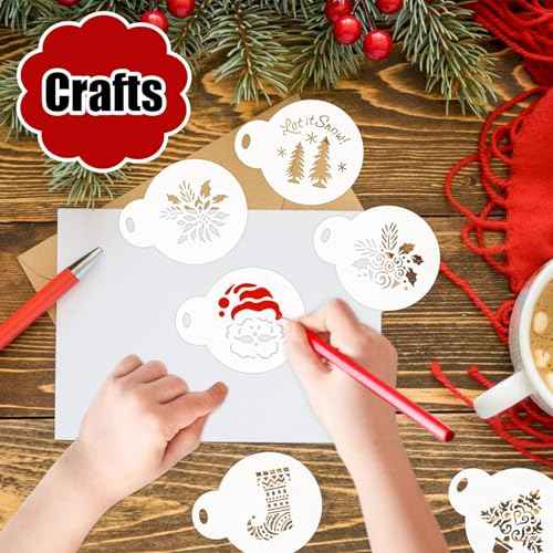 Partywind 20 PCS Christmas Stencils for Painting, Reusable Stencils for Merry Christmas Decorations Ornaments, Santa Snowflake Painting Templates, Xmas Holiday Party Supplies