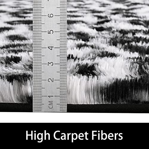 Amearea Fluffy Leopard Rug 6x9 ft White - Premium Cheetah Print, Non-Slip