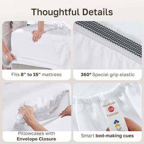 California Design Den 100% Organic Cotton King Size Sheets Set, White