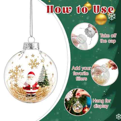 3.15 Inch Clear Plastic Fillable Christmas Ornament Balls - Pack of 12