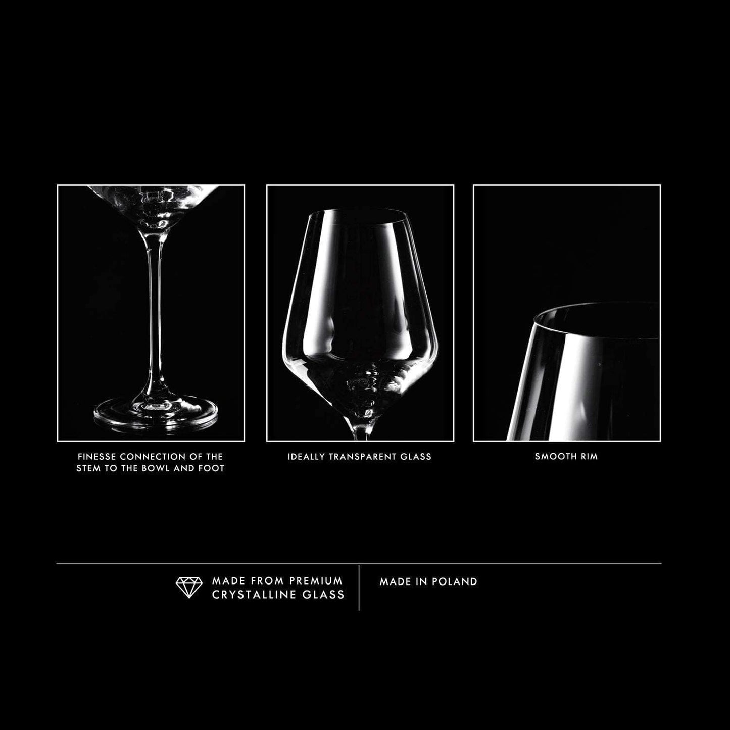 Krosno Red Wine Glasses 4-Piece 16.6 oz Avant-garde Collection, Perfect for Home, Restaurants & Parties, Dishwasher Safe, Thin Rim, Long Stem | Lead-Free Crystal Glass