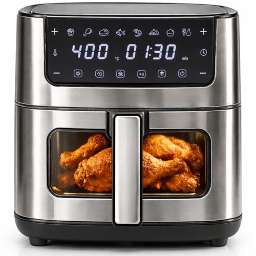 Black 6.34Qt 8-in-1 Digital Air Fryer with Visible Window and Presets
