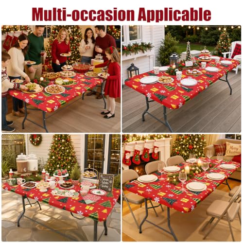 Smiry 2-Pack Waterproof Rectangular Christmas Tablecloth 30x96 Fitted Cover