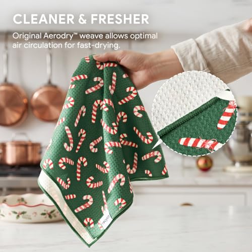 RECYCO Christmas Treats Waffle Kitchen Towel Set of 2 - Ultra Absorbent Microfiber, 16x28