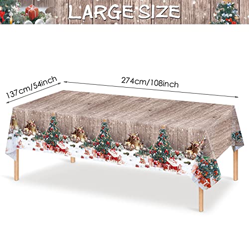 Tiamon 3-Piece Christmas Tablecloth Set, Wood Grain Holiday Decor