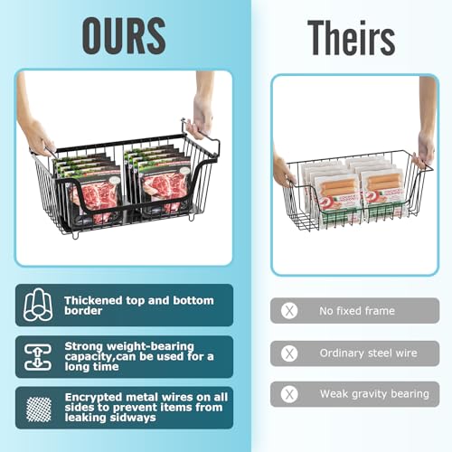 GAOKASE 4 Pack Stackable Wire Baskets Pantry Organizers & Storage Bins, Black