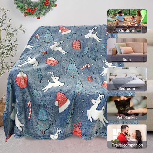 Christmas Blanket for Boys, Christmas Glow in The Dark Blanket for Kids/Toddler/Baby, Soft Fleece Blankets and Throw, Birthday 40"x 60"