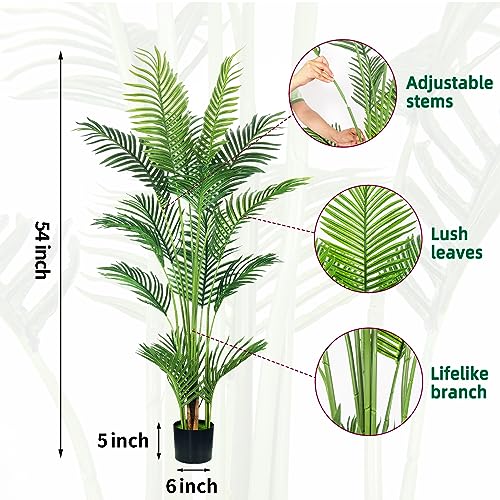 HAIHONG 4.5FT Artificial Areca Palm Tree 2-Pack - Real Touch Leaves, Adjustable Branches, Indoor Outdoor Decoration