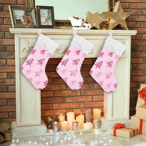 Pink Christmas Stocking 17.7 Inch Large Velvet Fireplace Hanging Gift