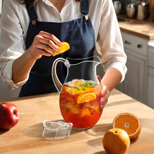 2-Pack Acrylic Water Pitcher 72 oz BPA-Free Shatterproof for Iced Tea Juice