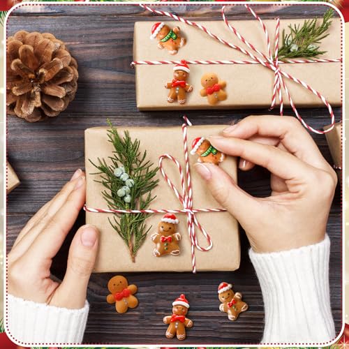 Beeveer 80 Pcs Mini Christmas Gingerbread Man Resin Charms - Brown Variation