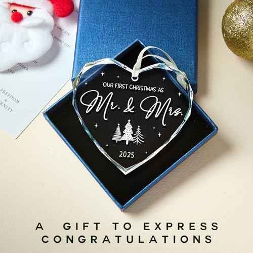 Wedding Gift for Couples 2025, First Christmas Married Ornament 2025, Mr and Mrs Gifts,Bridal Shower Gift,Just Married Ornament, Wedding Ideas for Newly Bride,Future Mr Mrs
