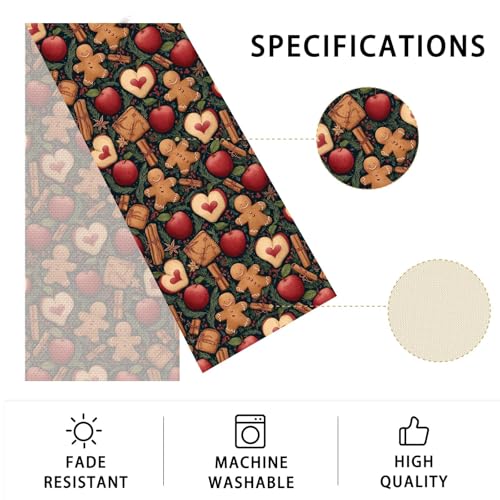 Christmas Gingerbread Man Table Runner - Holiday Dining Decor 13x72 inch