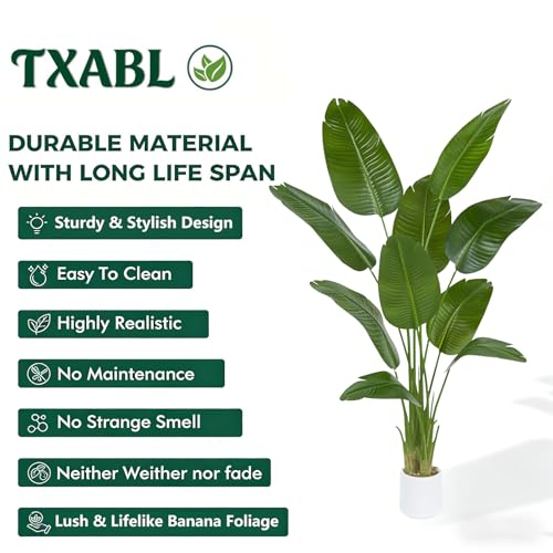 6Ft Artificial Bird of Paradise Tree with White Planter - Faux Tropical Indoor Plant