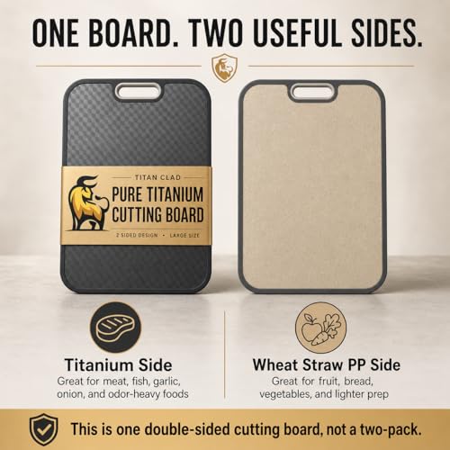 Titanium Cutting Board for Kitchen, Double Sided Food Grade, Pure and