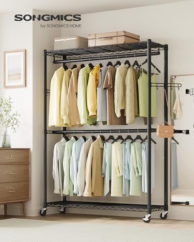 SONGMICS Portable Heavy-Duty Clothes Rack 43.3"W-Black Steel Garment Organizer
