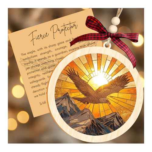 Eagle Ornaments, 2 Layers Wooden Acrylic Ornaments, Eagles Christmas Ornament, Suncatcher Ornament with Card, Eagle Gifts for Men, Ornament 2025