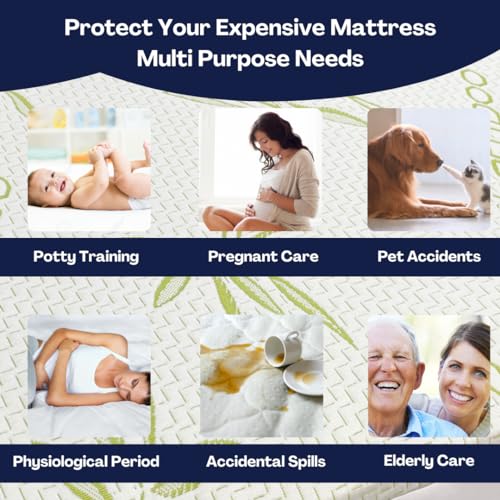 King Bamboo Mattress Protector with Zipper - Waterproof Cooling Bed Cover - Ultra Soft Breathable Noiseless Mattress Encasement