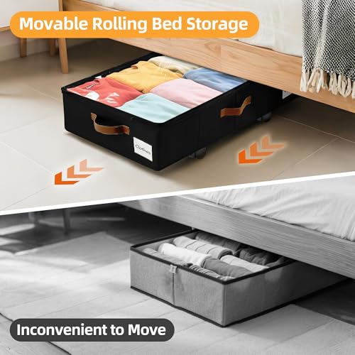 Under Bed Storage with Wheels - Large Capacity Closet Organizer for Clothes Shoes Toys