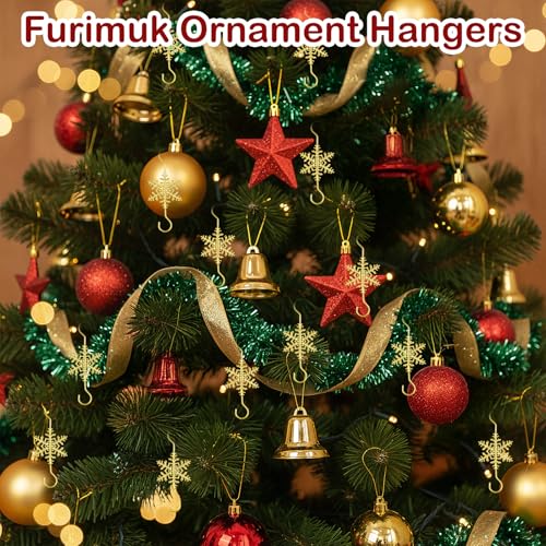 Gold Snowflake Christmas Ornament Hooks - 20 Pcs, Tweruna