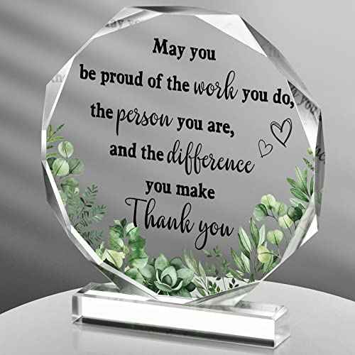 Yinder Thank You Gifts for Women Christmas Desk Decor Gifts for Teacher Coworker Doctor Nurse Leaving Job Inspirational Quotes Farewell Gift for Boss Staff Home Office Desk Decor(Fresh Octagon)