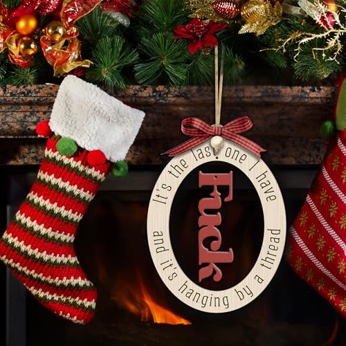 Funny Wooden Christmas Ornaments 2024 - Last Fuck Ornaments, Funny Gifts for Men & Women, White Elephant Gifts