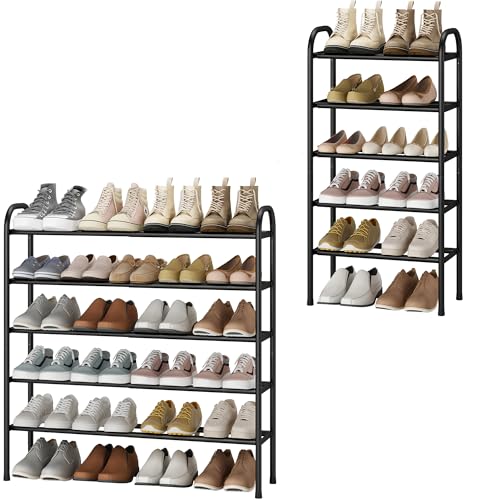 Expandable Shoe Rack 5-Tier Black - Adjustable Closet Storage Organizer