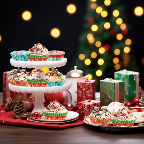 SANNIX Christmas Cupcake Liners 450pcs with Santa Snowman & Holiday Patterns