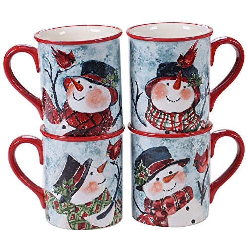 Certified International Watercolor Snowman 16 oz Mug Set of 4 Assorted Designs