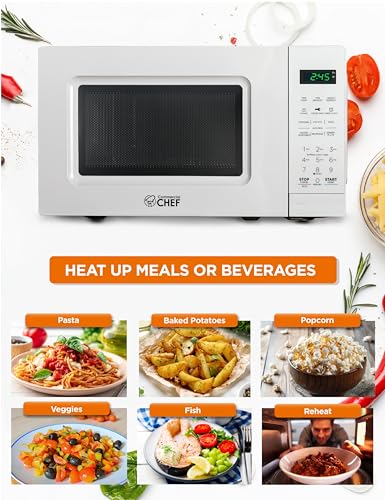 Commercial Chef 0.7 Cu Ft White Countertop Microwave Oven - CHM7MW