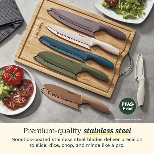 Cuisinart Advantage 12-Piece Kitchen Knife Set - Forest Berry Nonstick Coated Stainless Steel with Covers
