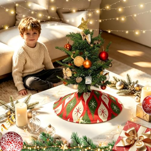 15-Inch Mini Christmas Tree Skirt Mid-Century Retro Vintage Christmas Ornaments