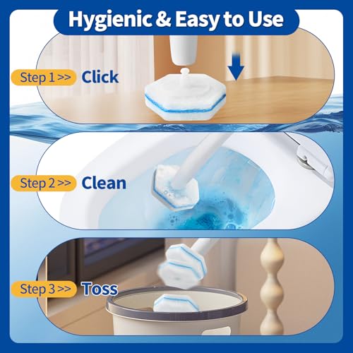 100 Count Disposable Toilet Bowl Wand Refills - Compatible with Clorox & Most Toilet Brushes - Unscented - Pack of 100