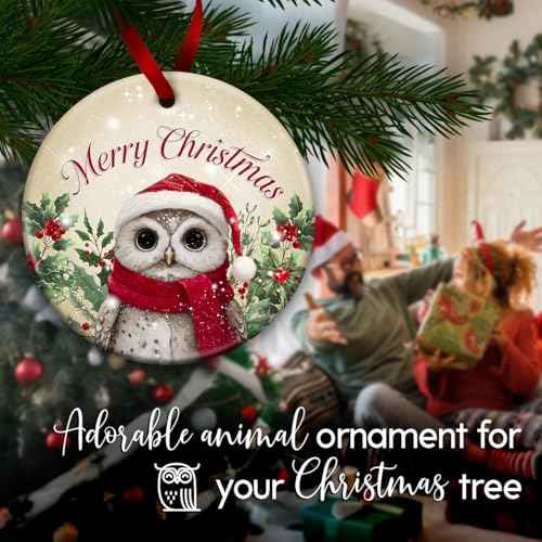 Owl Christmas Ornament 2025 ? Adorable Animal Christmas Tree Decoration, Holiday Keepsake Gift for Kids, Festive Owl Xmas Tree Decor, Winter Gift Ideas for Animal Lovers, Friends and Family
