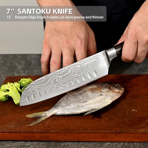 TONGMARU 3-Piece High Carbon German Steel Chef Knife Set with Pakkawood Handles