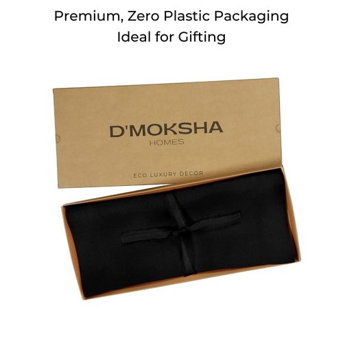 D'Moksha Homes Linen Black Table Runner 36 Inches - 100% Pure Linen Small Table Runner 14 x 36 Inch for Dresser, Coffee Tables, Spring - Machine Washable