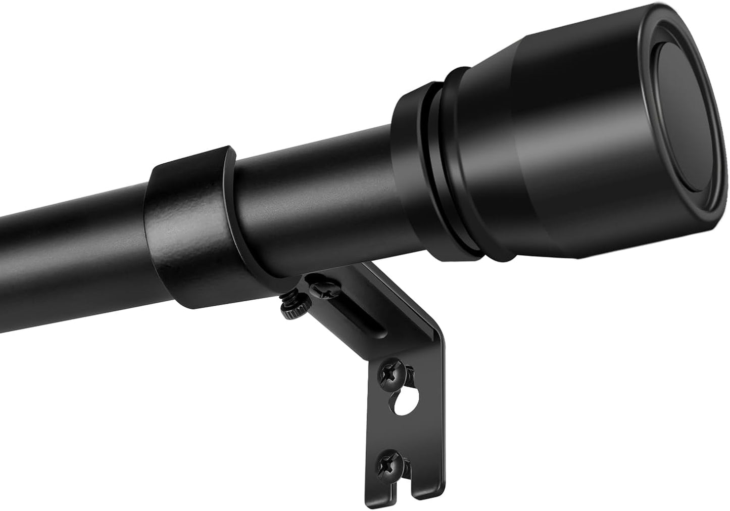 Skiennix 1” Diameter Adjustable Curtain Rod - Heavy Duty Matte Black | Fits 30-39 Inch Windows, 2 Pack