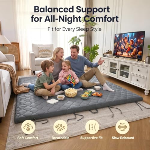 Grey DOWNSTORIA Japanese Foldable Floor Mattress Twin 39x75 with Handle